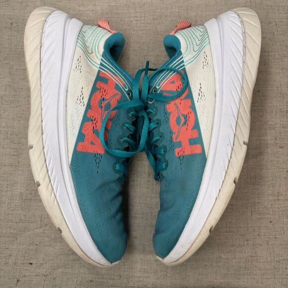 Hoka One One Carbon X Shoes Teal White Mesh Sneaker Running Lace Up Women's 7.5 - Picture 11 of 11